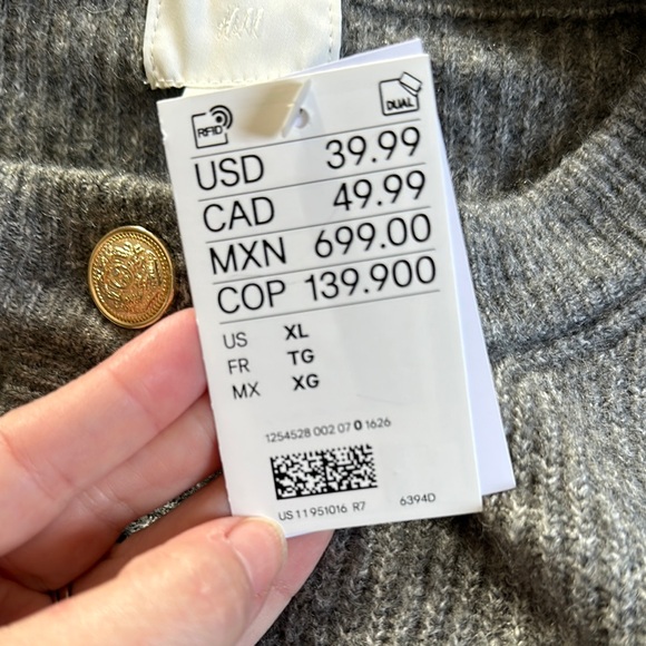 Gray Ruffled Button-Up Sweater - Picture 4 of 4